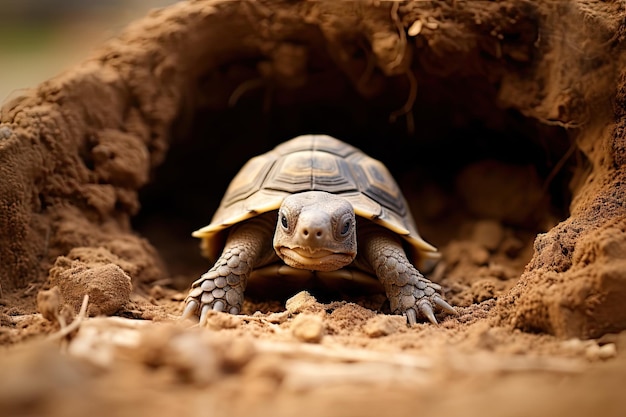 O bebé tartaruga está a eclosionar na areia.