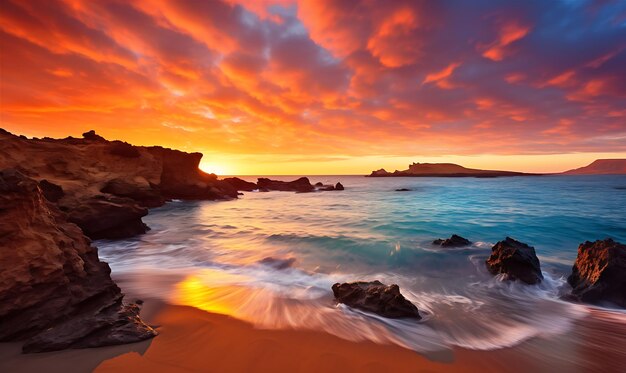 Foto o belo pôr-do-sol de playa do papagayo