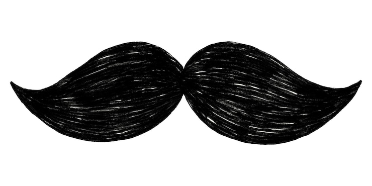 Foto o bigode francês é um adesivo png, um elemento de colagem de revista, um fundo transparente.