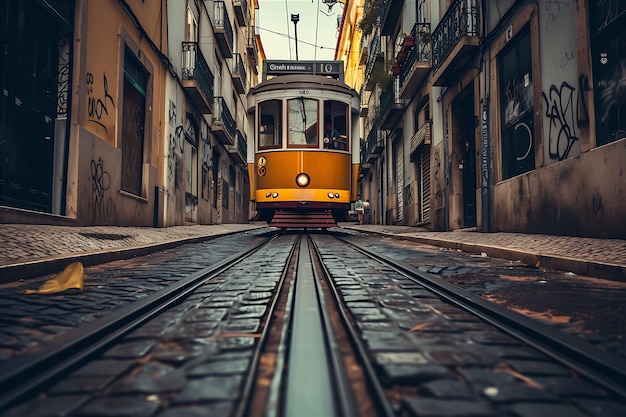 Foto o bonde atravessa a cidade velha