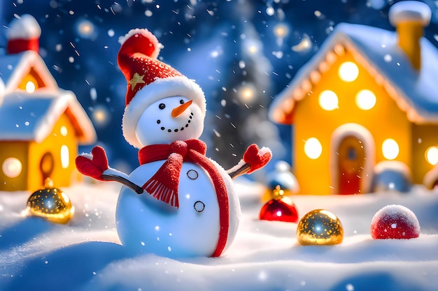 O boneco de neve encontra a ilustração do Natal de Ano Novo