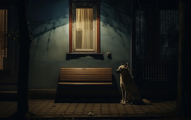 O cachorro está esperando seu dono na frente da casa Generative AI