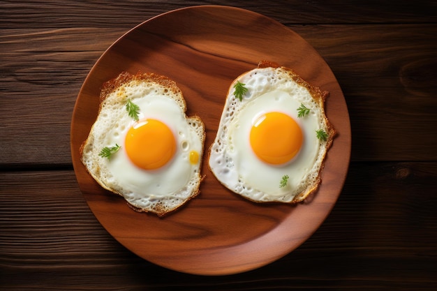 O café da manhã saudável inclui dois ovos fritos