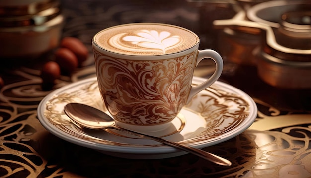 o café expresso feito com leite e natas
