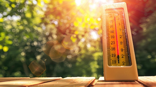 Foto o calor ardente do verão mostra onda de calor altas temperaturas do verão sol abrasador onda de calor anormal destaca o calor intenso do verão com temperaturas elevadas e os efeitos de ondas de calor anormais