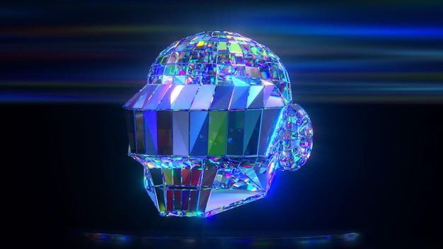 O capacete de diamante em um fundo escuro abstrato iluminação de néon d ilustração