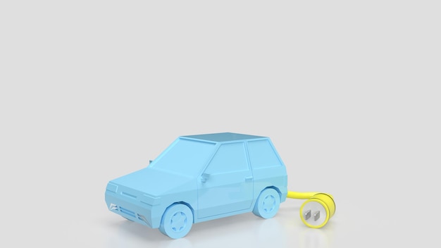 O carro e a tomada elétrica para o conceito de tecnologia 3d renderxA