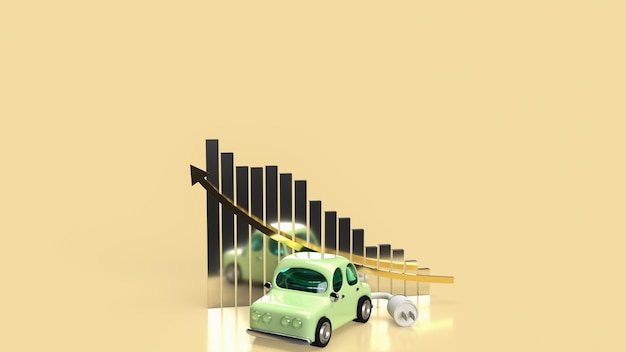 O carro e o plugue elétrico no negócio de gráficos para renderização 3d do sistema eco ou de automóveis