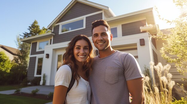 Foto o casal comprou uma casa nova.