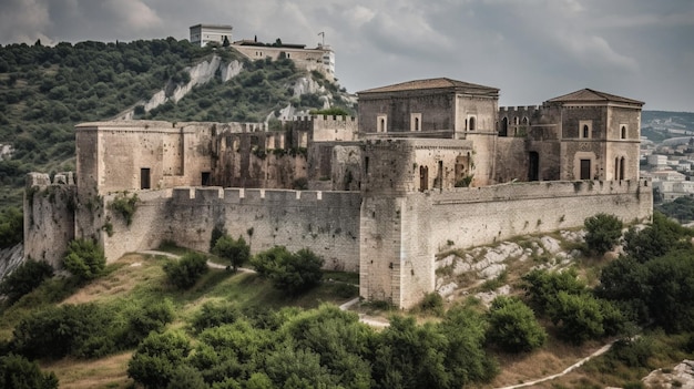 O castelo de san gimignano está localizado em uma colina.