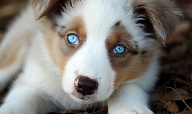 O cativante cachorrinho border collie derrete corações com seu deslumbrante design de charme de olhos azuis