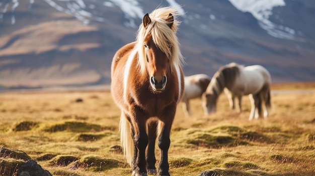 O cavalo islandês pode ser uma raça de cavalo feita na Islândia Recurso criativo gerado por IA