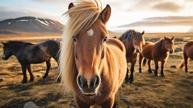 O cavalo islandês pode ser uma raça de cavalo feita na Islândia Recurso criativo gerado por IA