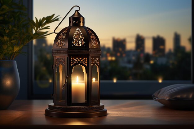 O cenário de luzes do Ramadan Kareem exala um luxo deslumbrante.