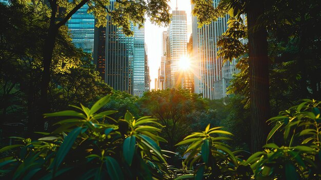 Foto o central park, na cidade de nova iorque, é um belo oásis no meio da movimentada cidade