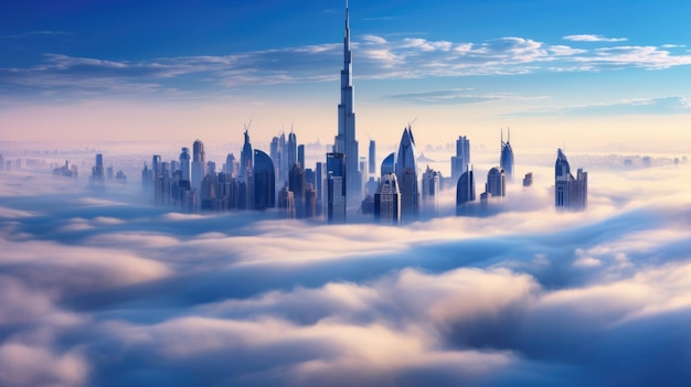 O centro de Dubai fica coberto por uma densa neblina no inverno