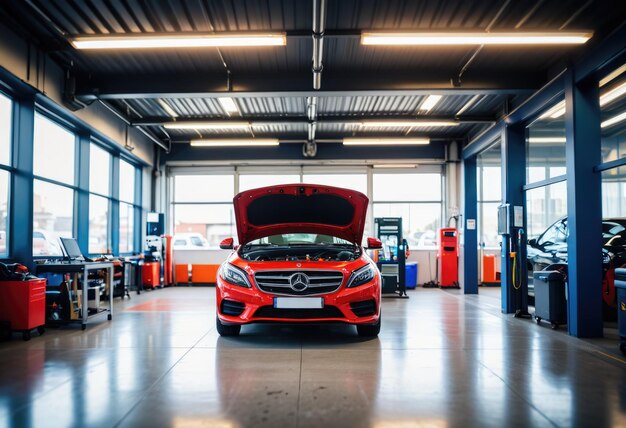 Foto o centro de serviços de inspecção de automóveis está equipado com ferramentas e tecnologia modernas