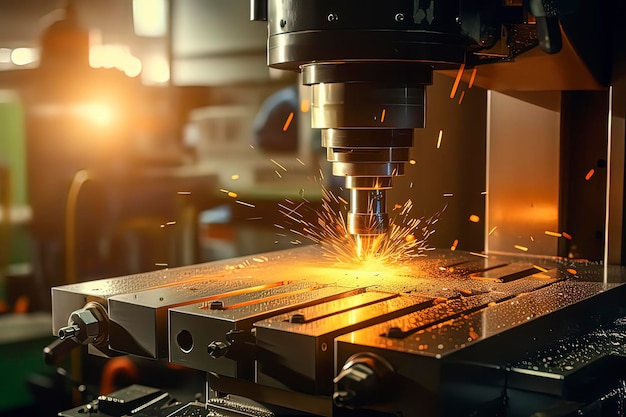 O centro de usinagem CNC está perfurando a imagem gerada pela tecnologia AI