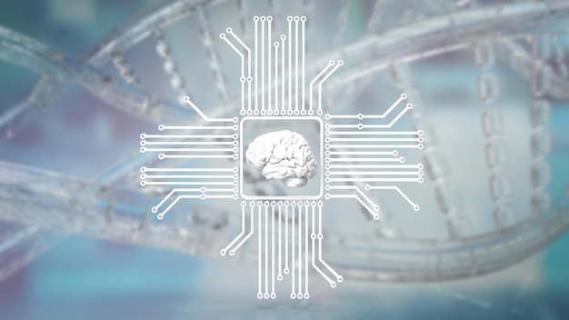 O cérebro e a lógica para o conceito de neurociência renderização 3D