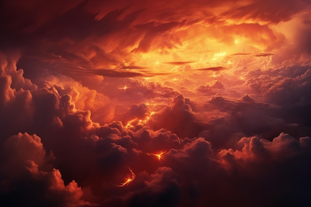 Foto o céu arde com as cores de um pôr-do-sol ardente