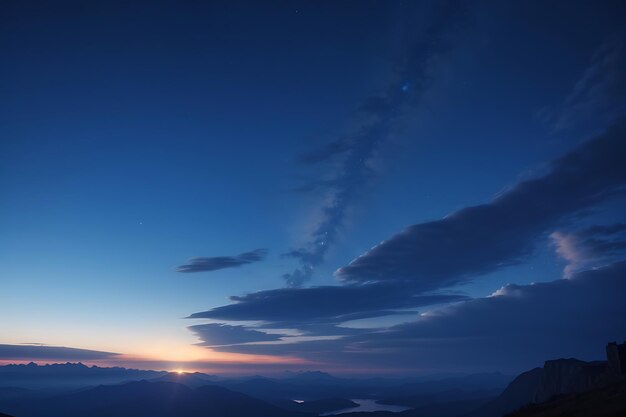 O céu azul da noite do crepúsculo