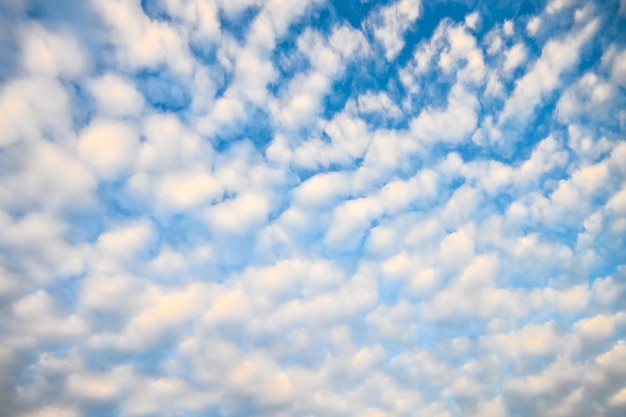 O céu azul e nuvens fofas brancas