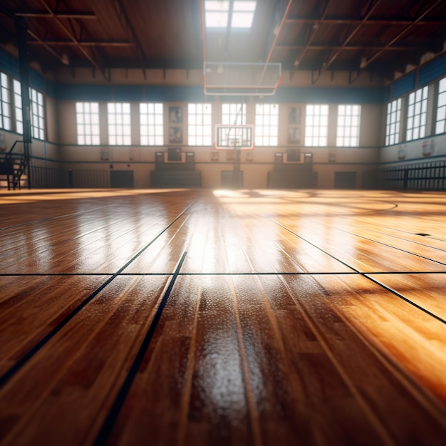 o chão uma quadra de basquete