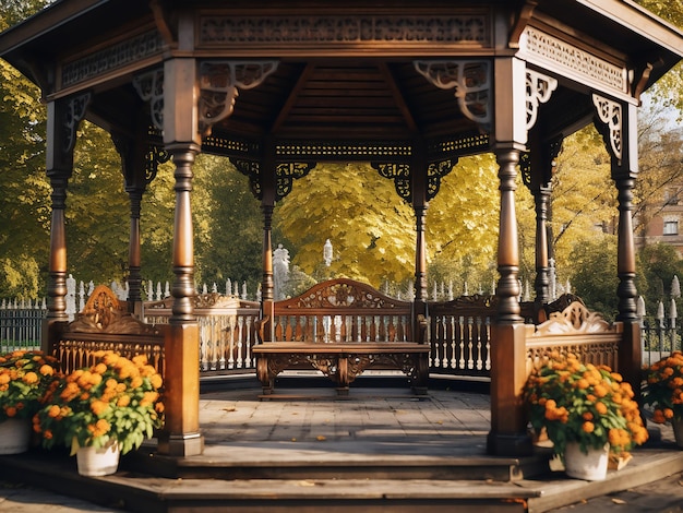 O charme tradicional enche este clássico interior de gazebo Geração de IA