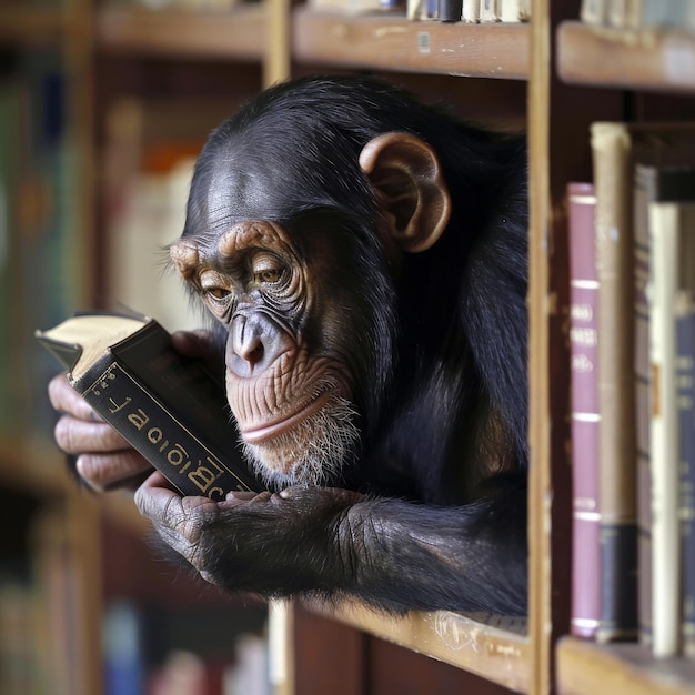 Foto o chimpanzé leu imerso