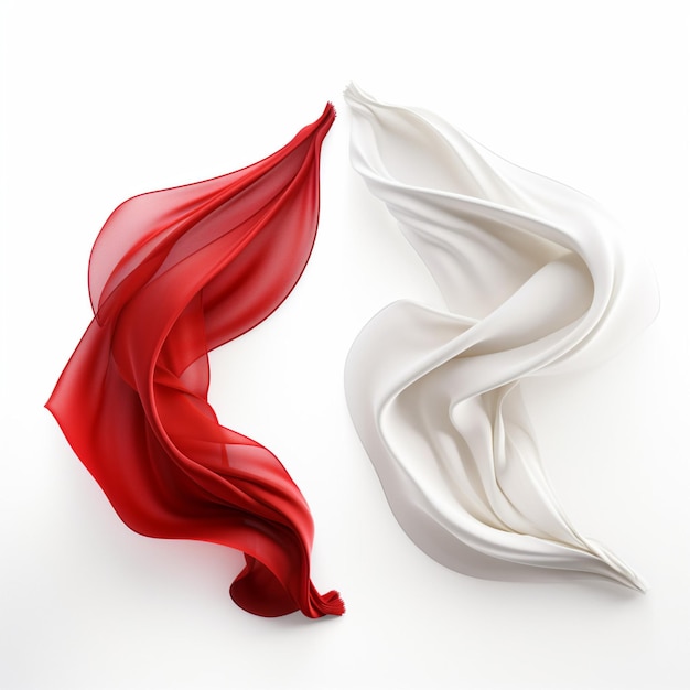Foto o círculo de clipart torcida é feito de dois tipos de tecido de algodão em branco e vermelho em um branco