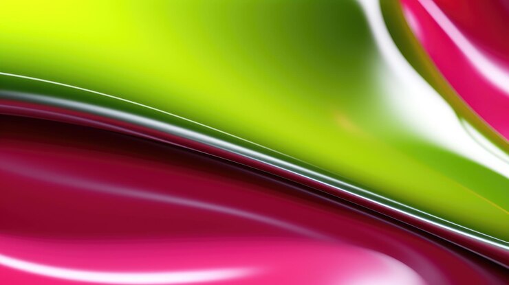 Foto o close-up de uma superfície de metal brilhante nas cores verde limão brilhante e rosa choque com um foco suave generative ai aig30