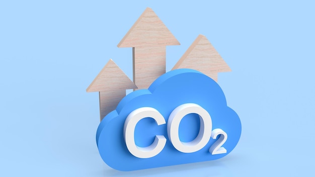 O co2 e a nuvem para renderização 3d do conceito de eco ou ecologia