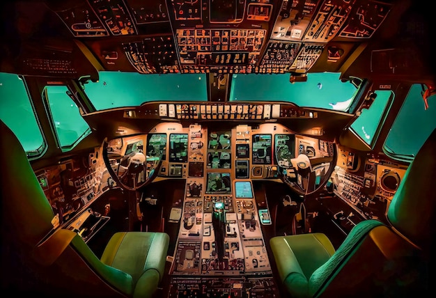 O cockpit de um avião com o número 1 nele