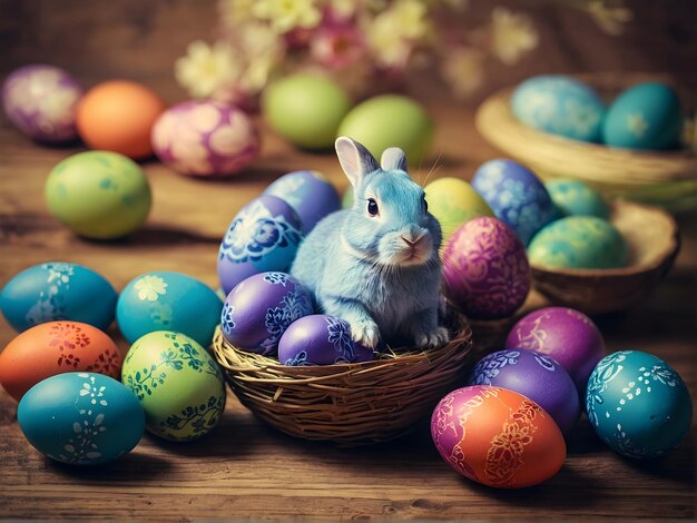 O coelho da Páscoa pintou ovos para as férias.
