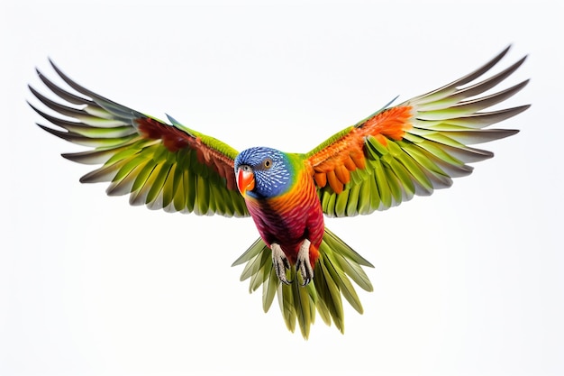 Foto o colorido lorikeet arco-íris em voo