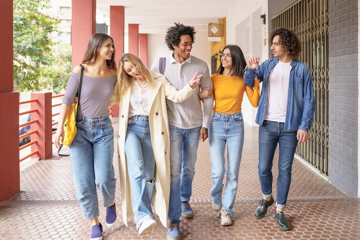 Foto o comprimento total de uma jovem de pé contra a parede