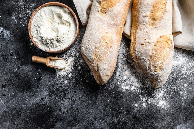 O conceito de cozinhar pão caseiro baguete francesa