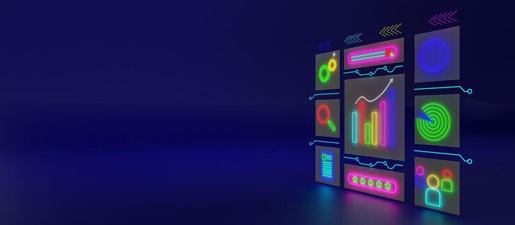 O conceito de crescimento do negócio mostra o gráfico de marketing analisando as mudanças no mercado de ações com o objetivo de atingir o marketing