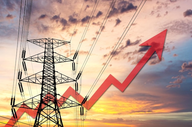 Foto o conceito de crise energética e a crescente procura de electricidade escassez de electricidade