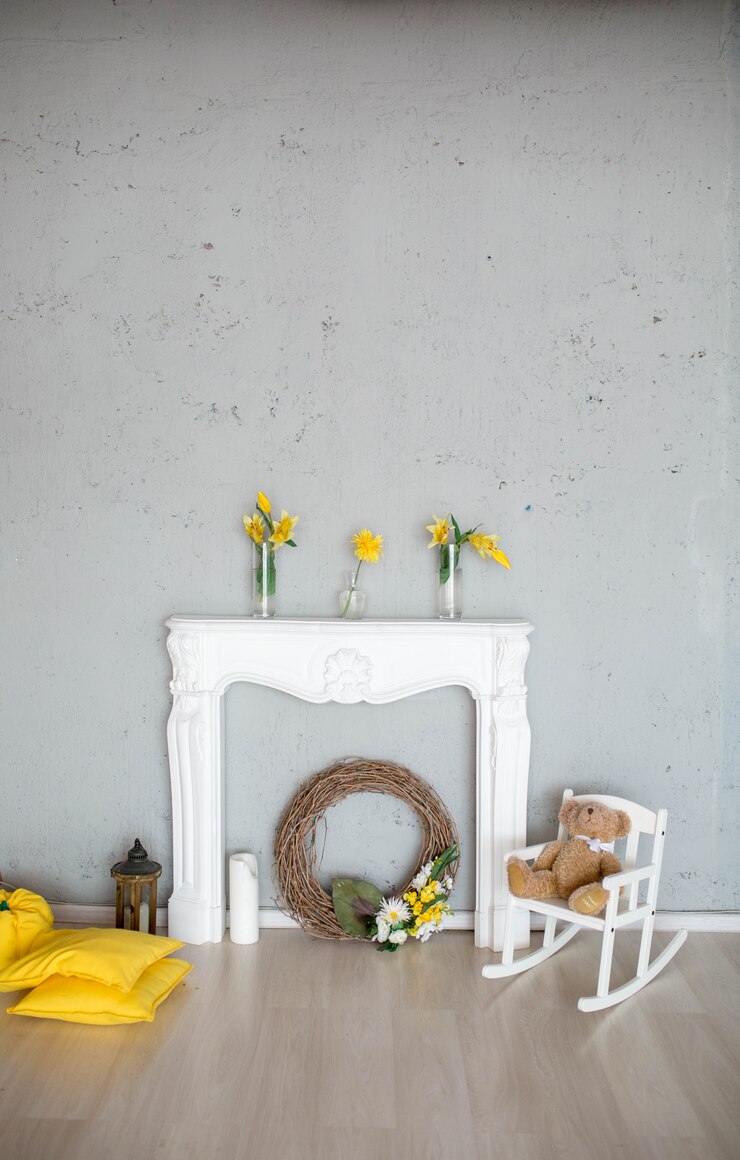 Foto o conceito de decorações de flores de cor e móveis decorativos para casa. o trabalho de um decorador sem pessoas