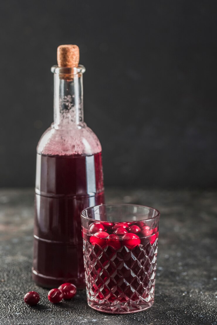 Foto o conceito de uma bebida refrescante de verão de frutas vermelhas: berry morse de morangos frescos e cranberries