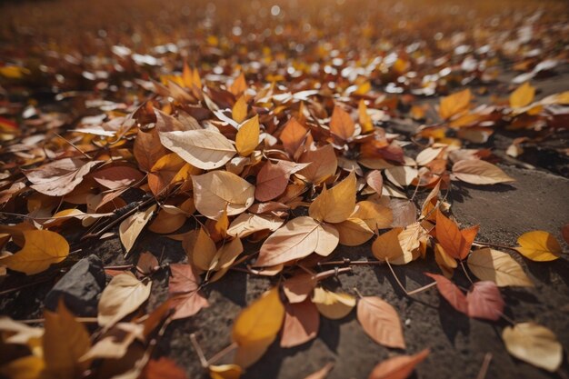 O Confeti da Natureza, uma foto de folhas secas em alto ângulo