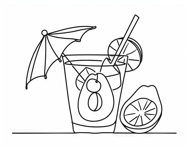 Foto o contorno do suco de abacate ilustração moderna é um desenho de linha contínua