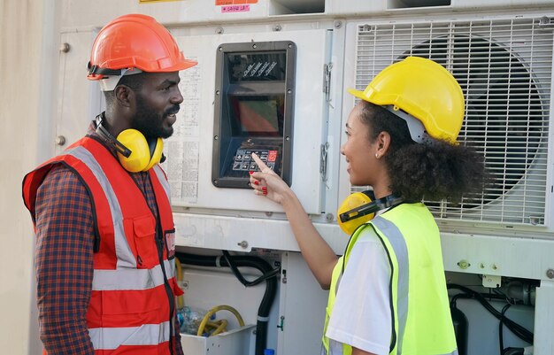 O contramestre controla o navio de carga de contêiner industrial na indústria Transporte e logística