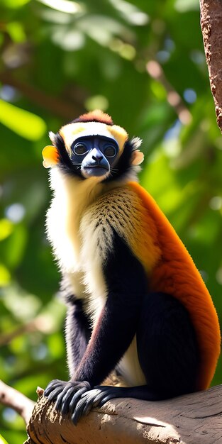 O Coquerel Sifaka em seu ambiente natural em um parque nacional na ilha de Madagascar.