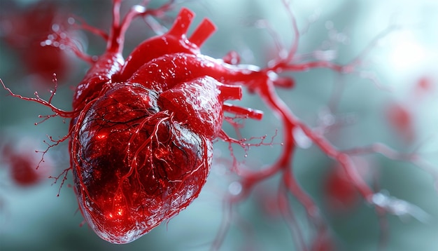 Foto o coração humano é um órgão muscular oco que bombeia o sangue através do sistema circulatório por meio de