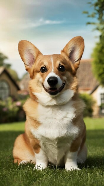 Foto o corgi galês pembroke sentado