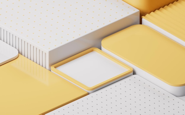O cubo geométrico vazio encena a renderização 3d