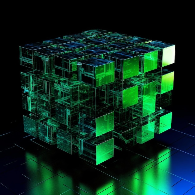 O cubo ou caixa de fotos consiste numa matriz de dígitos futurista moderno