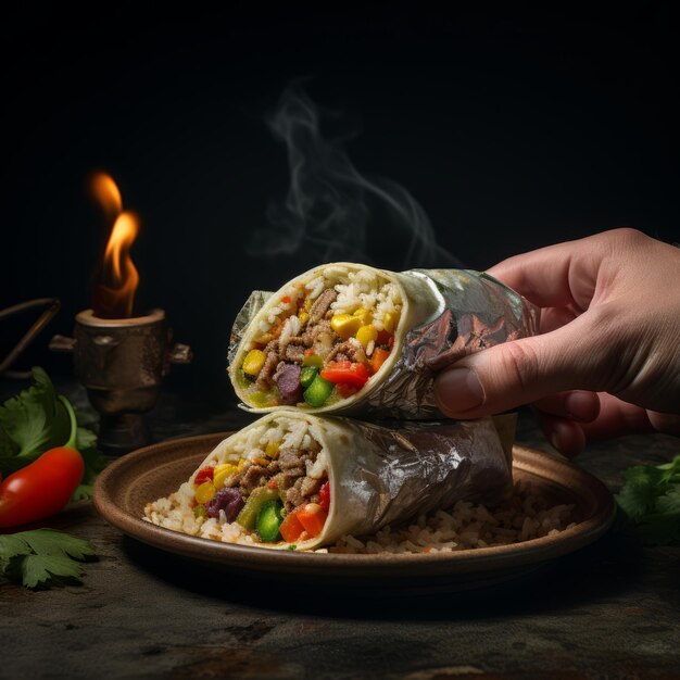 Foto o deleite da natureza visuais cativantes de uma árvore abraçador de vegetais burrito uma melodia deliciosa de